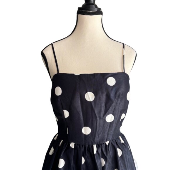 JESSICA HOWARD GORGEOUS DARK BLUE & WHITE POLKA DOT DRESS, SZ. 8 - Picture 3 of 6